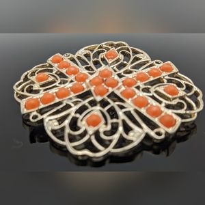 Vintage Sarah Coventry TANGERINE Orange Coral Brooch